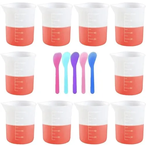 10 Pcs 100ml Silicone Measuring Cups, Epoxy Resin Cups, Nonstick Silicone Mixing Cups for Resin Molds Resin Casting Molds for Handmade Candle, Resin