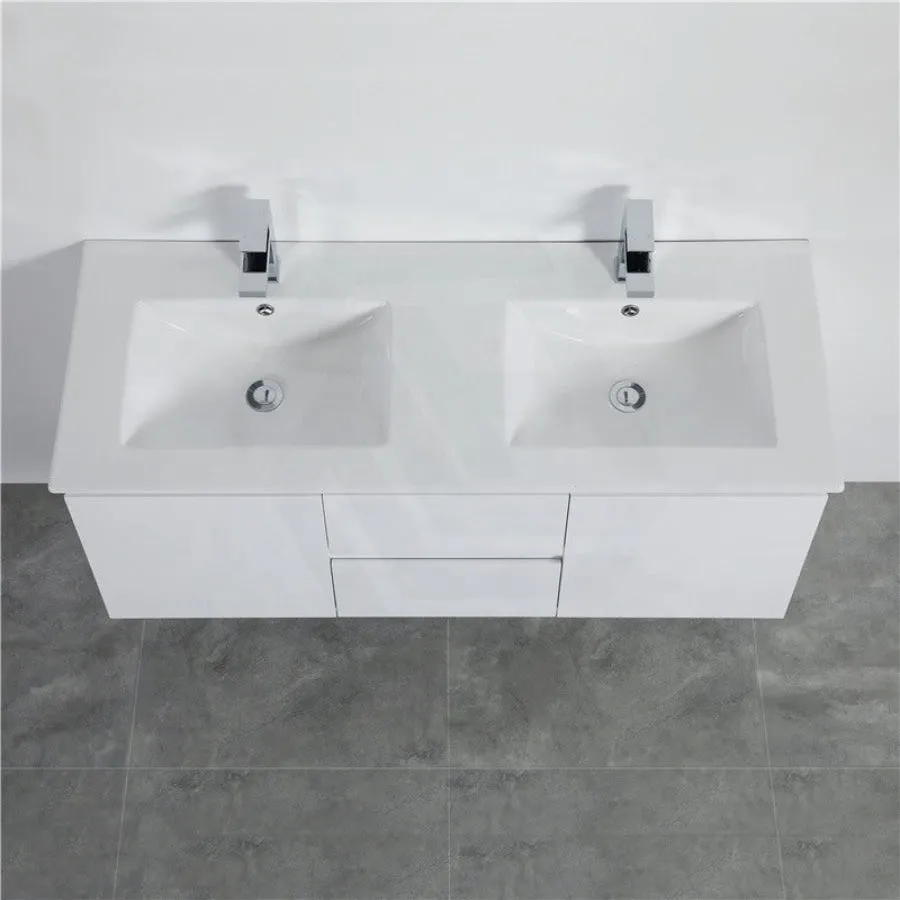 1200mm Wall Hung PVC Vanity with Gloss White Finish Double Bowls Cabinet ONLY for Bathroom