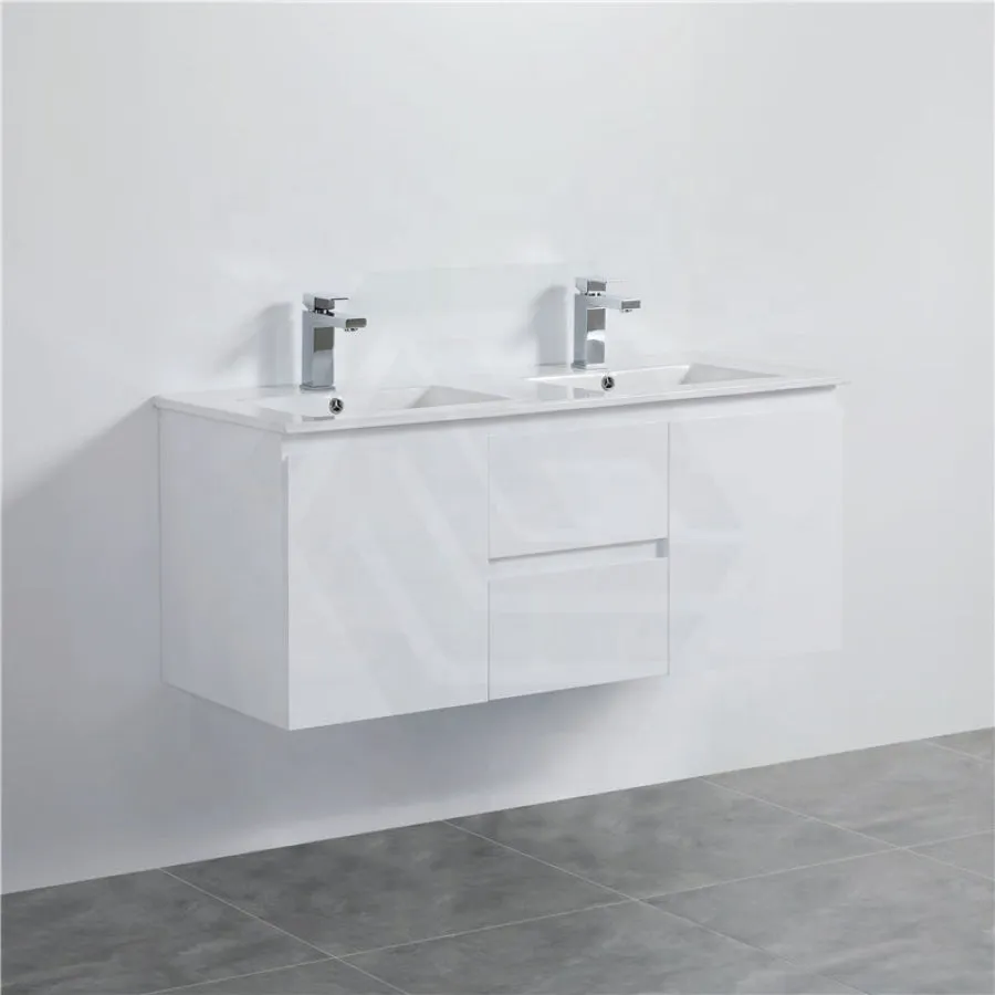 1200mm Wall Hung PVC Vanity with Gloss White Finish Double Bowls Cabinet ONLY for Bathroom