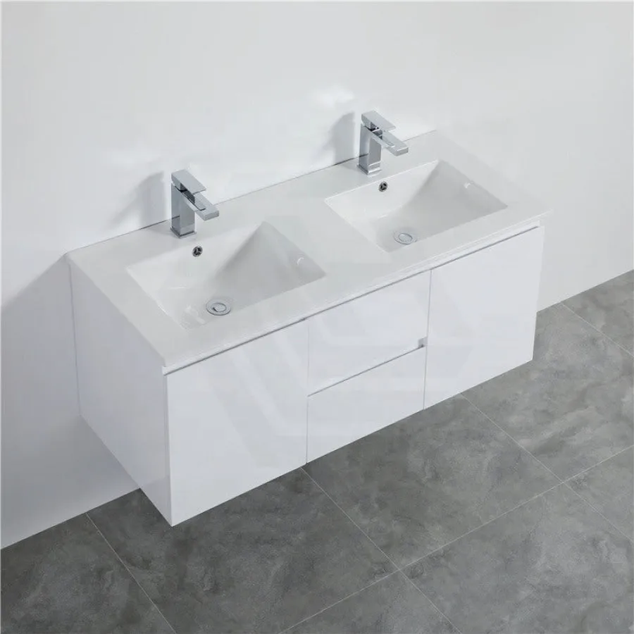 1200mm Wall Hung PVC Vanity with Gloss White Finish Double Bowls Cabinet ONLY for Bathroom