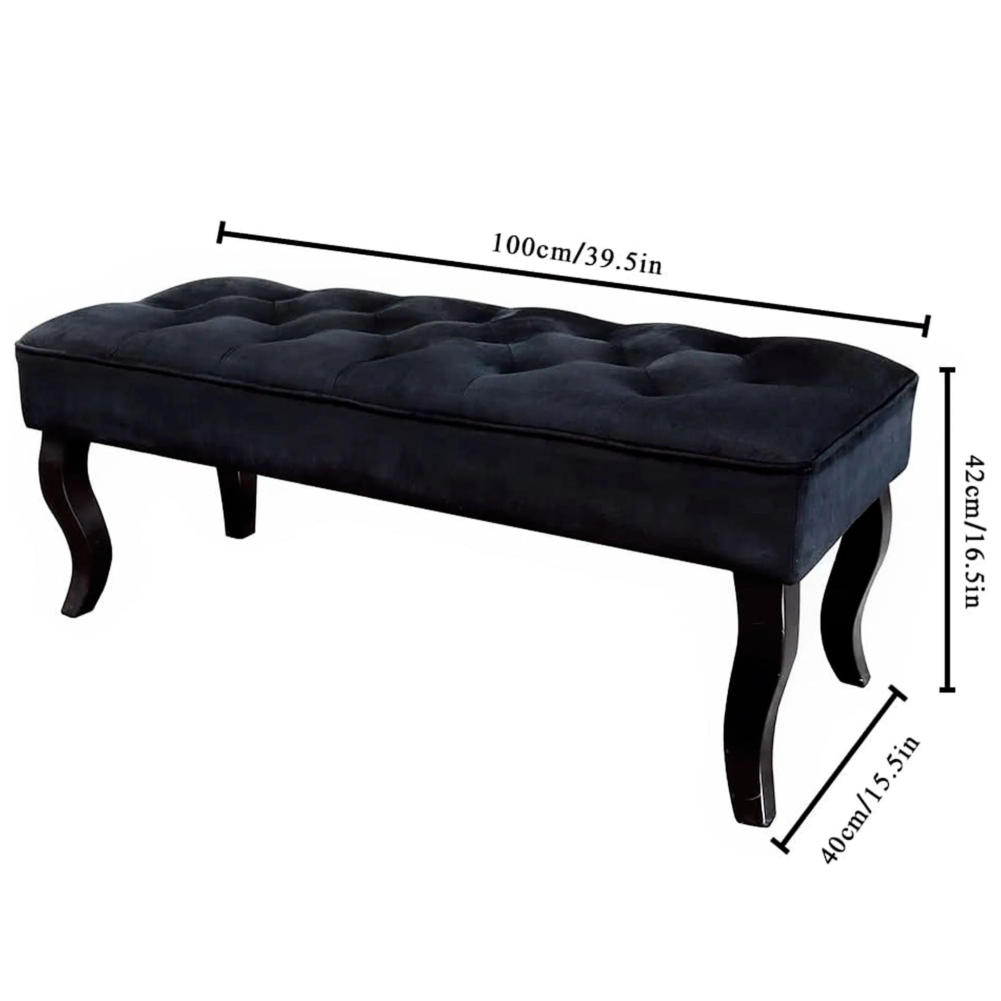 16.5" Tall Dutch Velvet Ottoman Bench