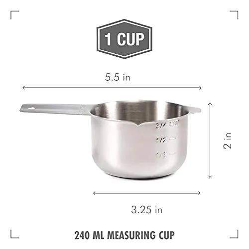 2lbdepot Stainless Steel 1 Cup Measuring Cup Us Metric Markings 240 ML