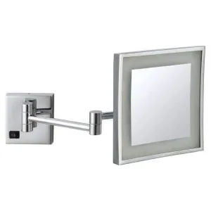 3X Chrome Magnifying Square Mirror With Light