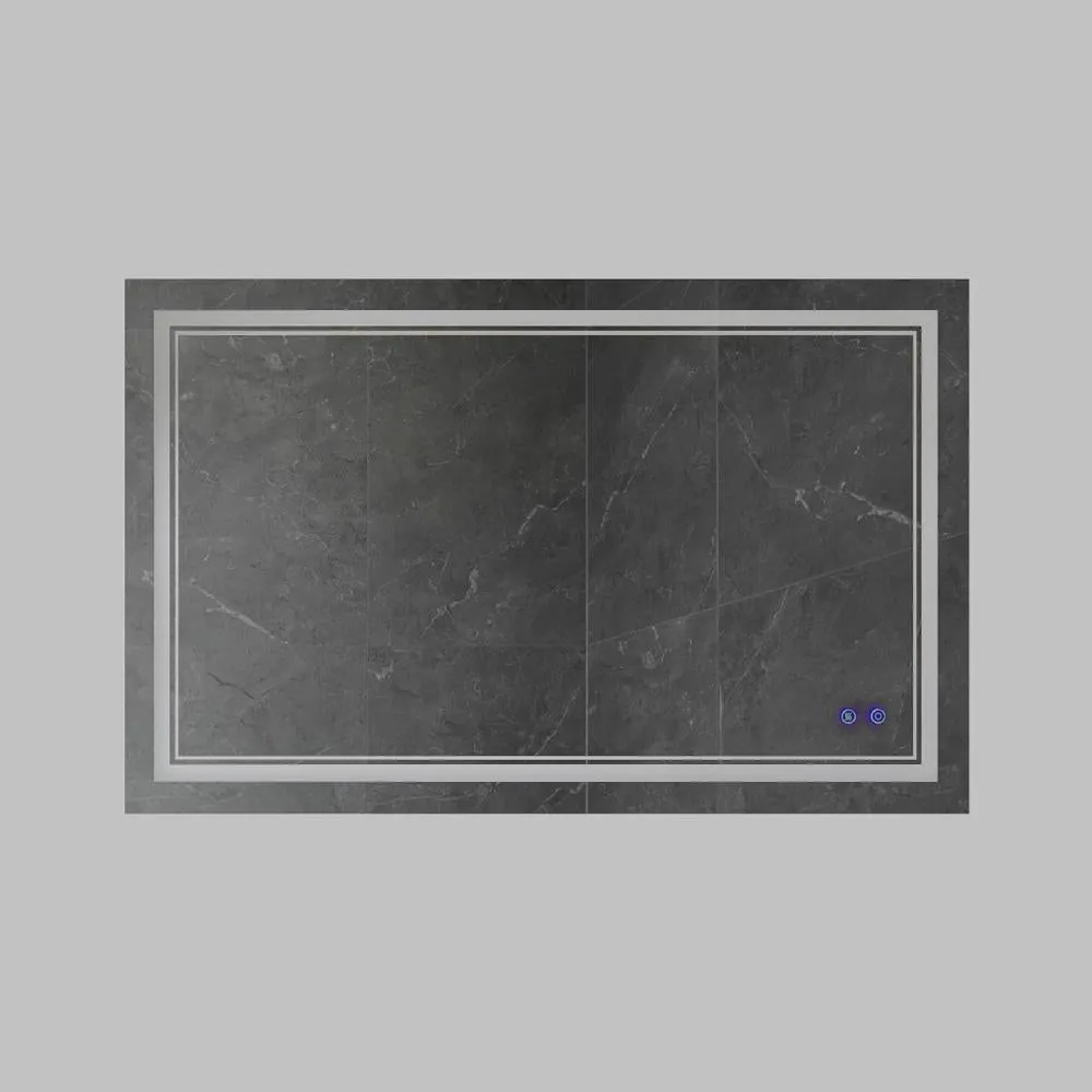 40 x 24 Inch Frameless LED Illuminated Bathroom Wall Mirror, Touch Button Defogger, Rectangular, Silver By The Urban Port