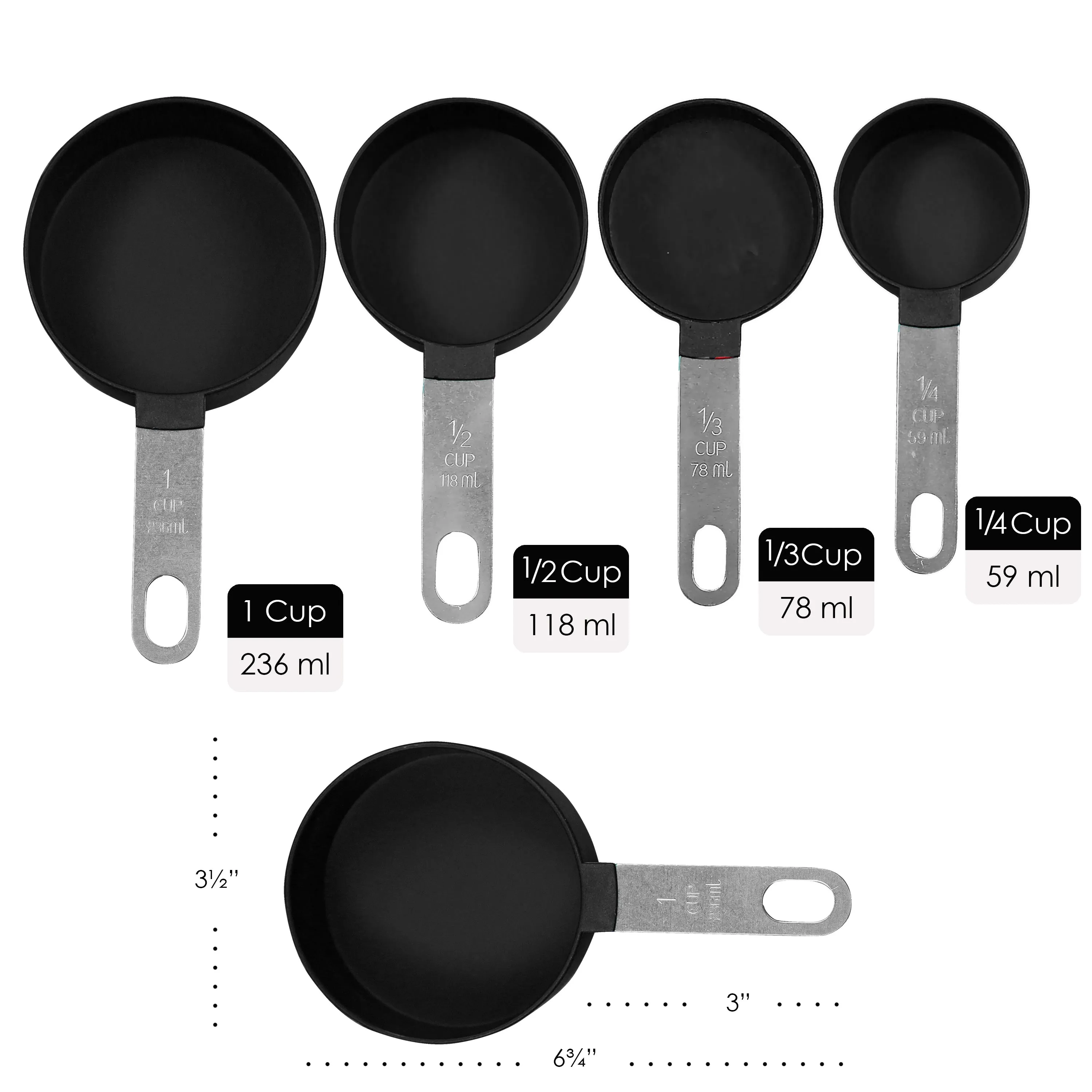 4pc Measuring Cup Set, Black