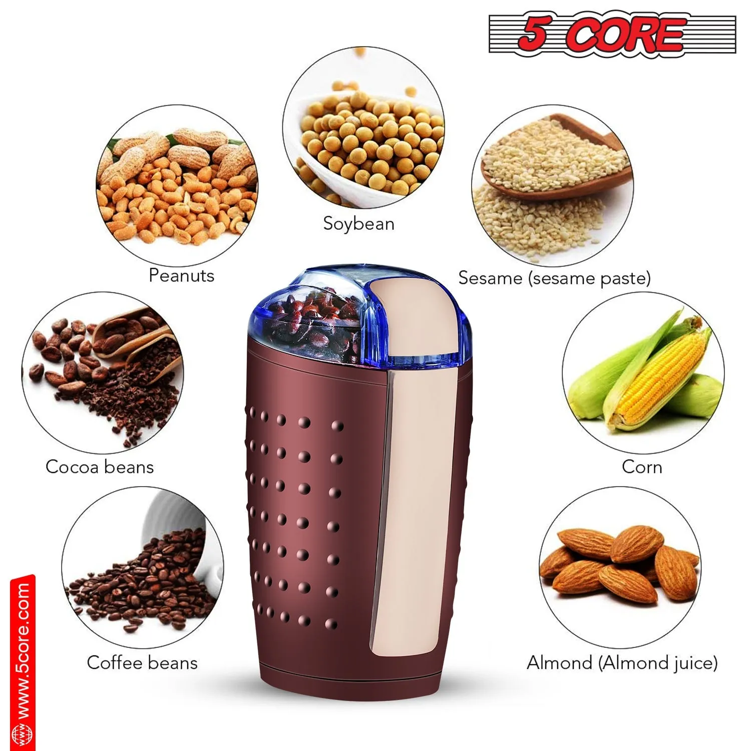 5 Core Coffee Grinder 85 Gram Capacity 150W Electric Bean Spice