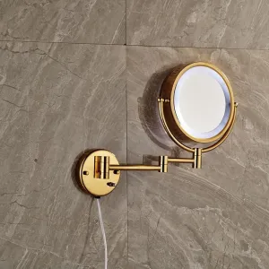 8" ﻿Luxury Golden Stainless Steel Wall Mount Illuminated Double Side Make Up Mirror