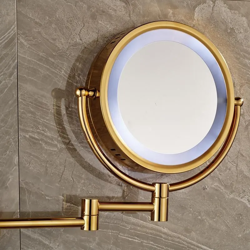 8" ﻿Luxury Golden Stainless Steel Wall Mount Illuminated Double Side Make Up Mirror