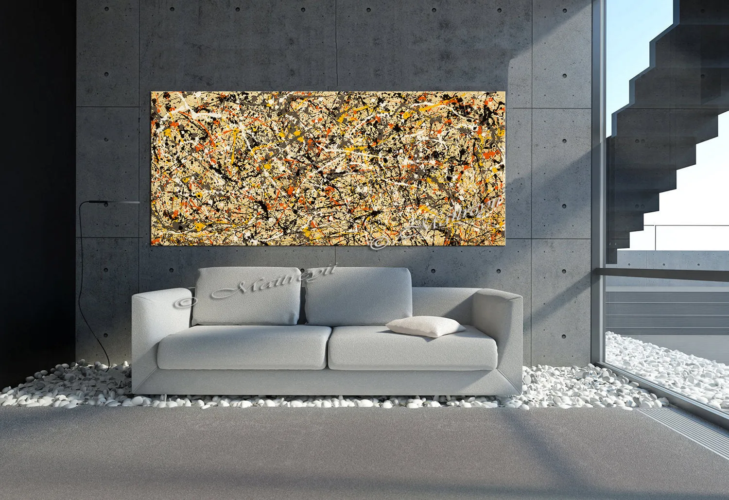 Abstract Angel Paintings | Jackson Pollock Style | Large Modern Art - Vintage Beauty 112