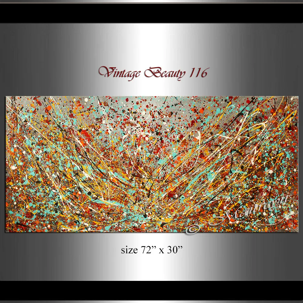 Abstract Angel Paintings | Jackson Pollock Style | Large Modern Art - Vintage Beauty 116