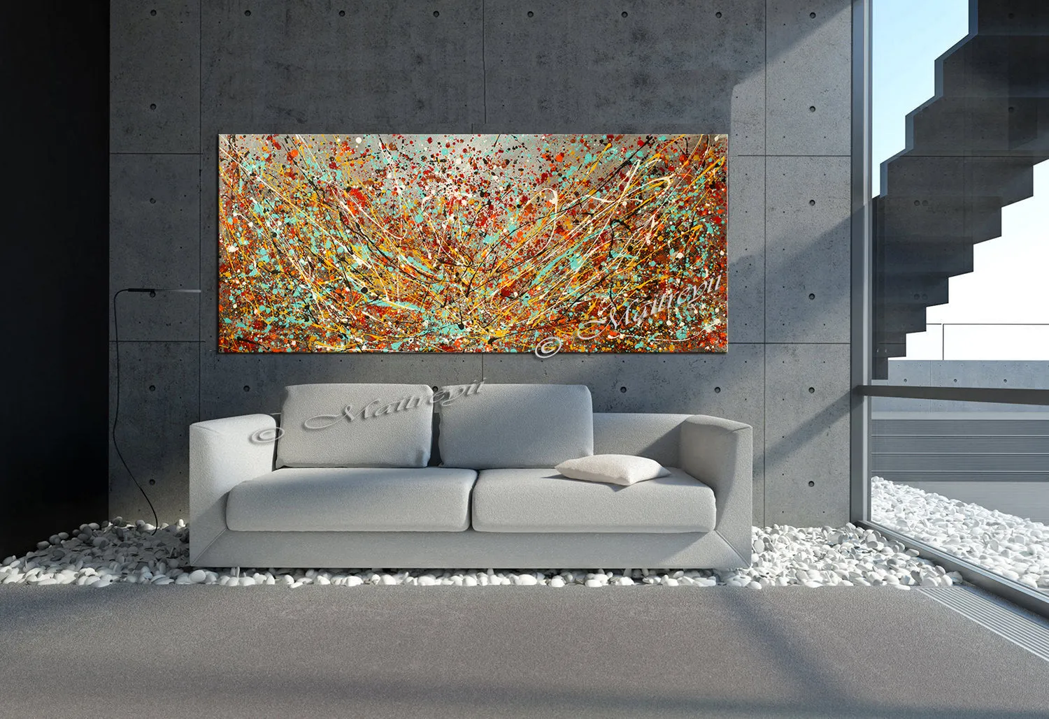 Abstract Angel Paintings | Jackson Pollock Style | Large Modern Art - Vintage Beauty 116