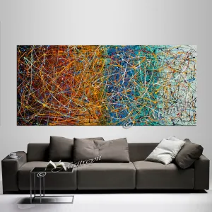 Abstract Artwork on Canvas | Jackson Pollock | Large Modern Art -Vintage Beauty 87