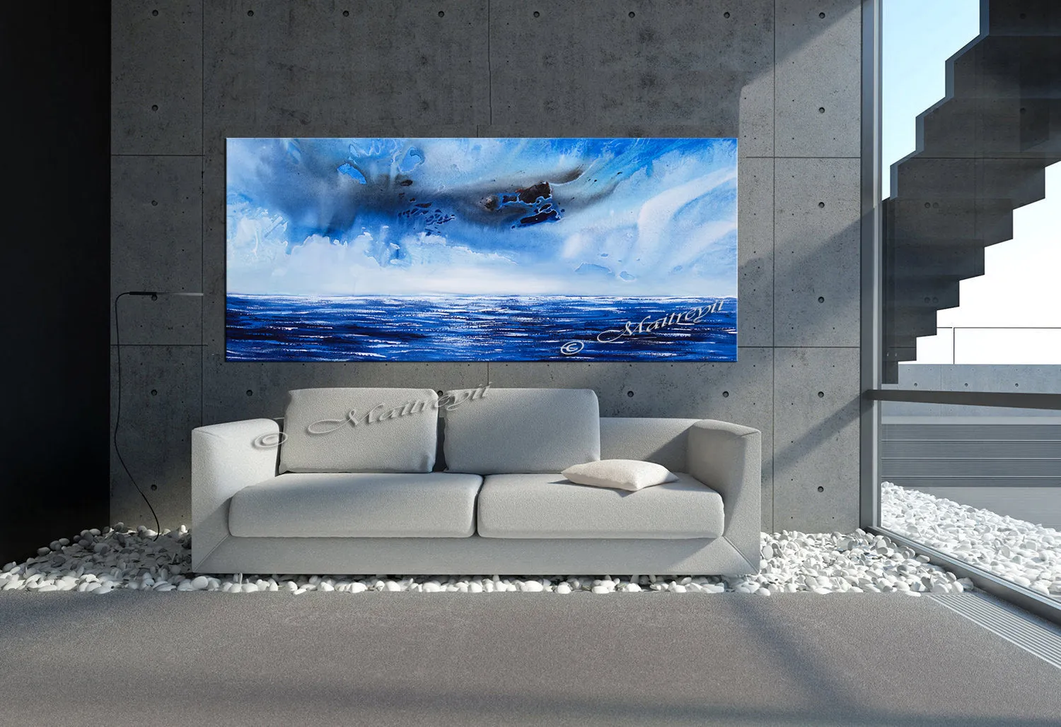 Abstract Modern Art Oil Painting on Canvas Modern Wall Art Mystic Texture Painting - Seascape 13