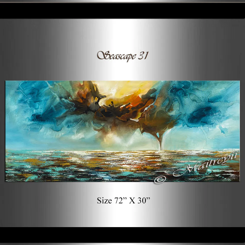 Abstract Modern Art Oil Painting on Canvas Modern Wall Art Mystic Texture Painting - Seascape 31