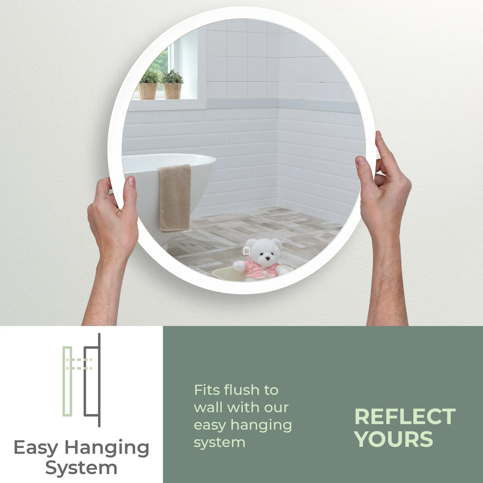 Ara Warm/Cold LED's Illuminated Bathroom Wall Mirror: Size-60HX60WX5.5D