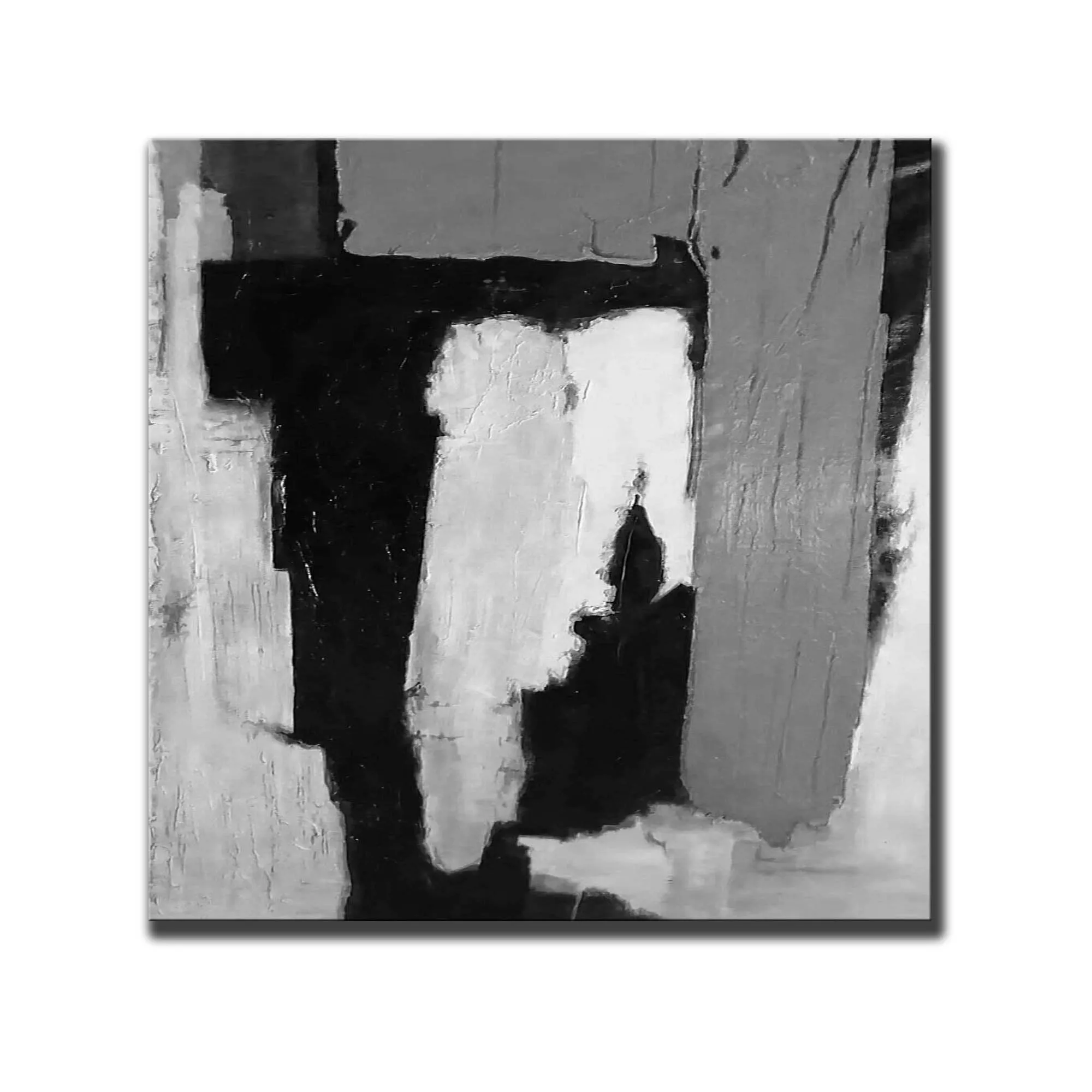 Black and White Modern Abstract Painting Grey Canvas Art Cp036