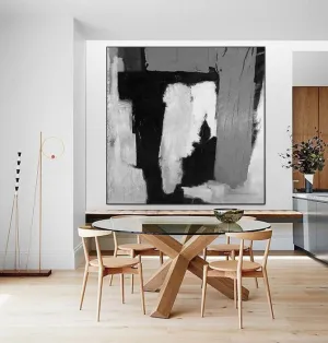 Black and White Modern Abstract Painting Grey Canvas Art Cp036