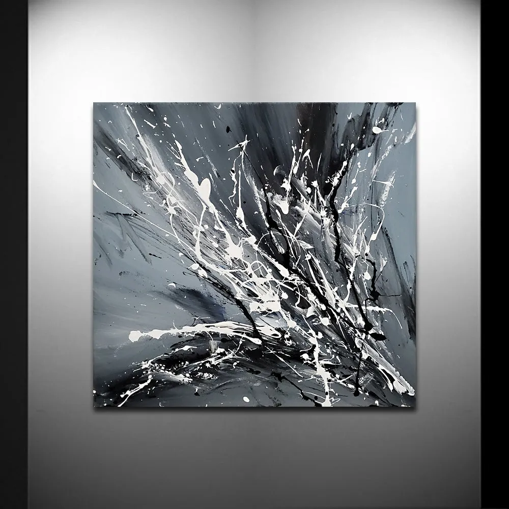 Black White Painting On Canvas Original Artwork For Sale, Modern Interior Decor - Unreal Beauty 2