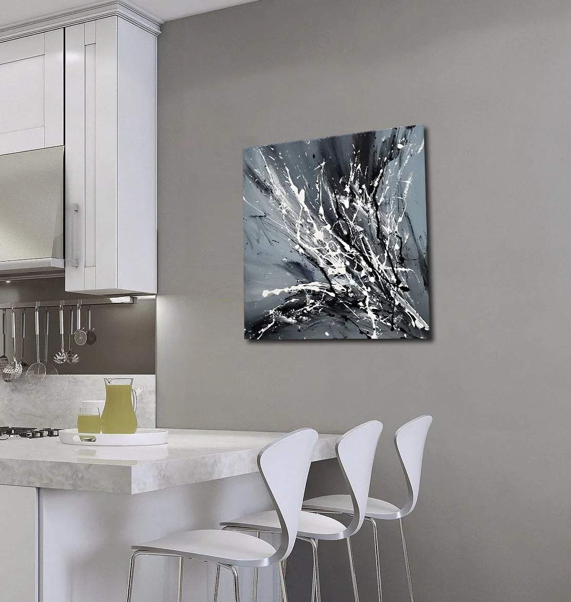 Black White Painting On Canvas Original Artwork For Sale, Modern Interior Decor - Unreal Beauty 2