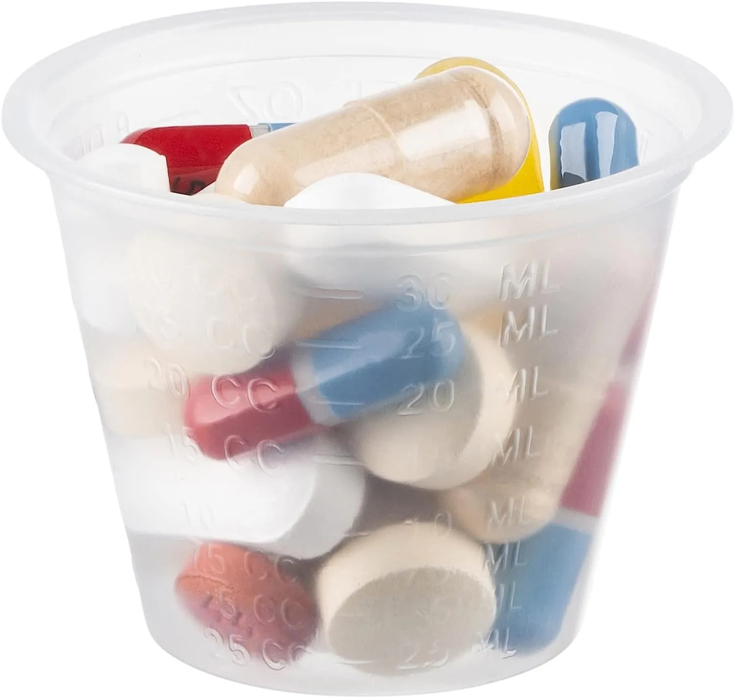 [Case of] 1 oz. Plastic Disposable Medicine Measuring Cup for Liquid Medicine, Epoxy, & Pills