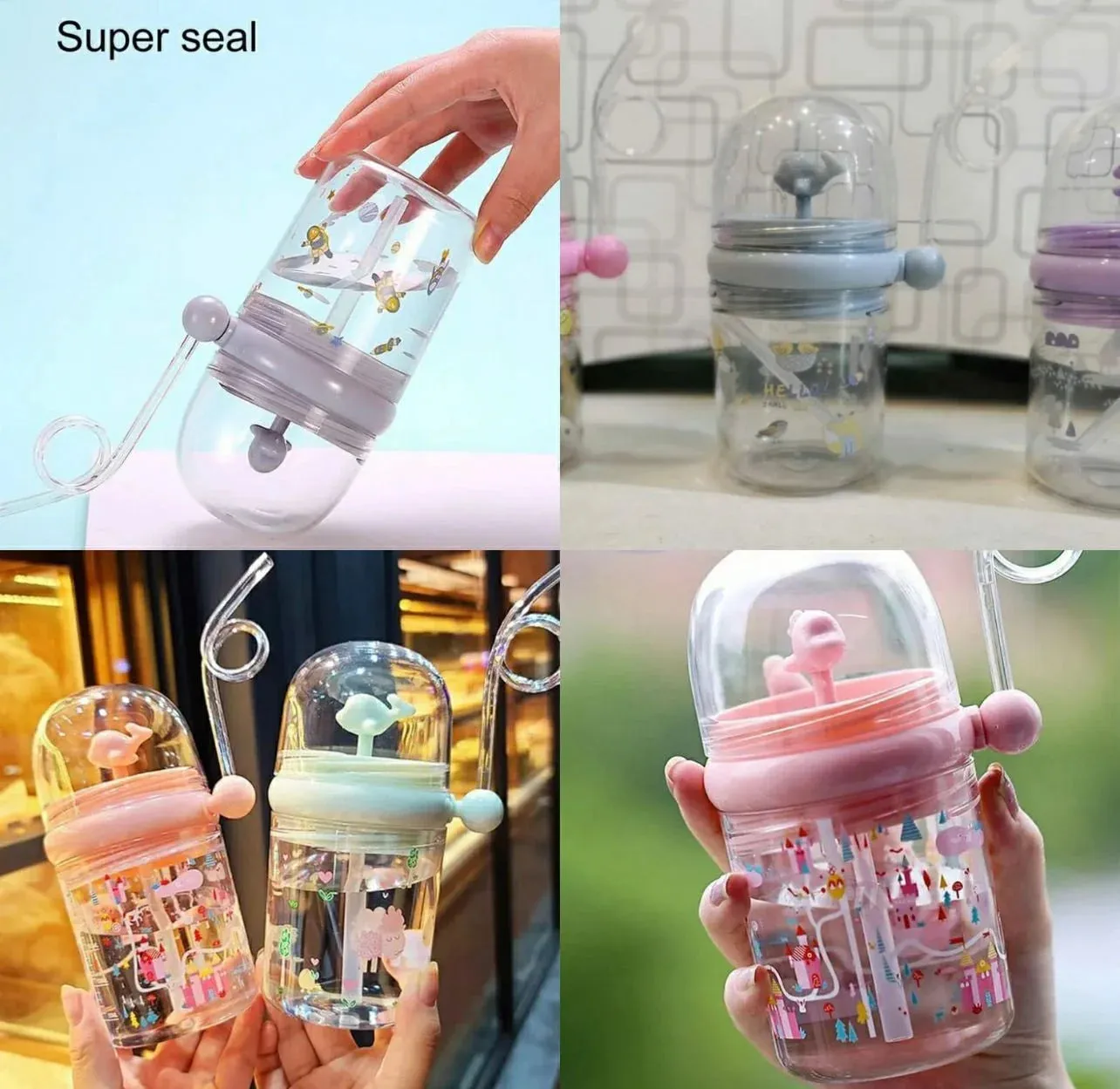 Children Whale Spray Cup Sippy Bottle