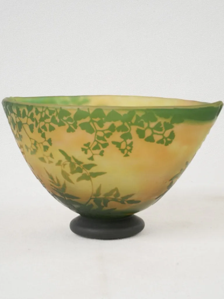 Early 20th Century Art Nouveau Daum Nancy Cameo Glass Bowl w/ ginkgo biloba5"