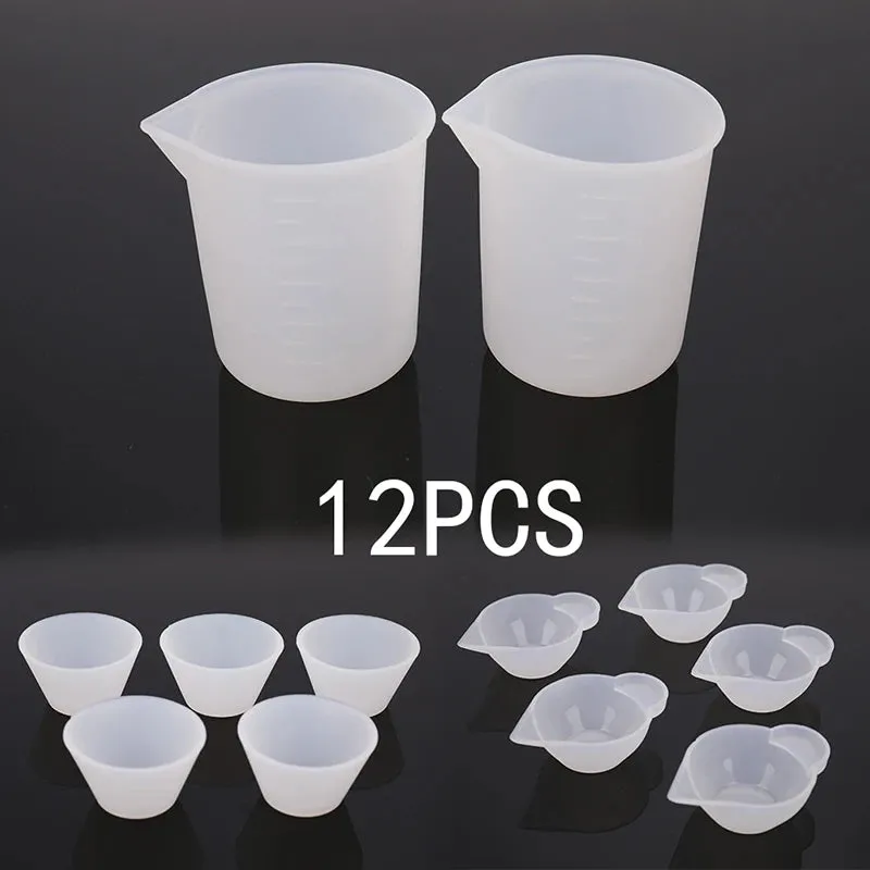 ELMAS 12 Silicone Measuring Cups for UV Resin & Jewelry DIY