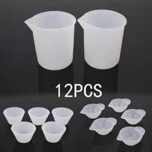 ELMAS 12 Silicone Measuring Cups for UV Resin & Jewelry DIY