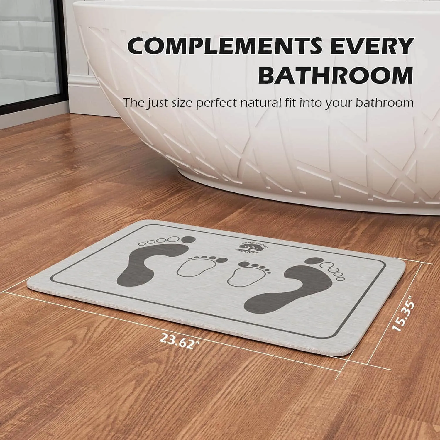 Fast Drying Stone Bath Mat, Non-Slip Diatomaceous Earth Bathtub Mat with Unique Adult and Children Footprint Design