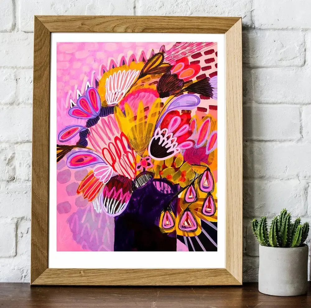 Flowers in Purple Vase Art Print