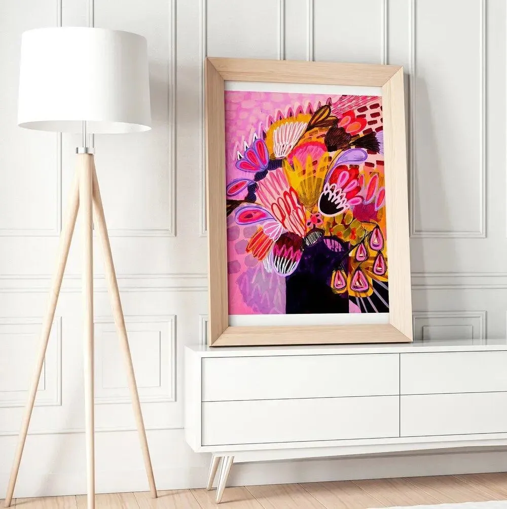 Flowers in Purple Vase Art Print