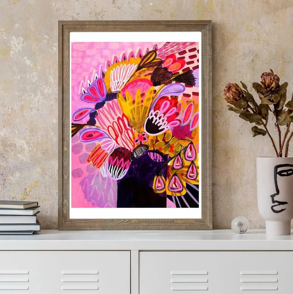 Flowers in Purple Vase Art Print