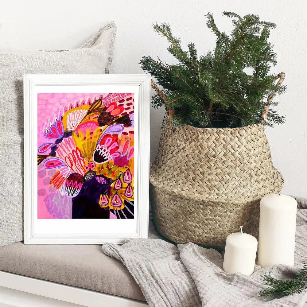 Flowers in Purple Vase Art Print