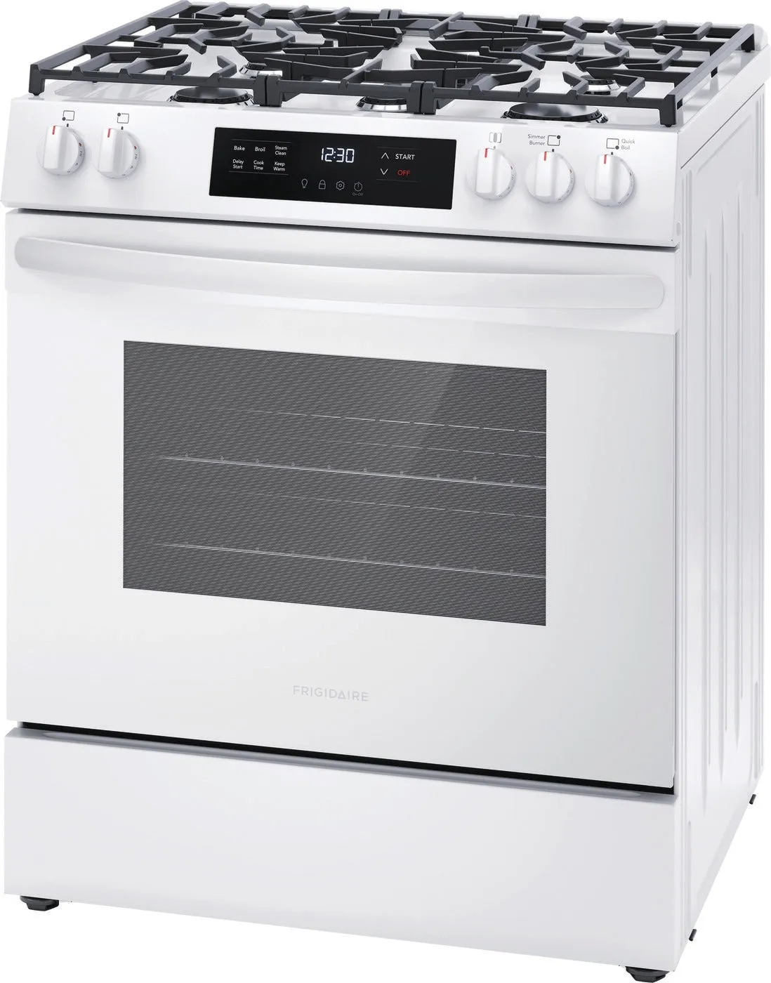 Frigidaire 30'' Front Control Gas Range with Quick Boil (30", White)