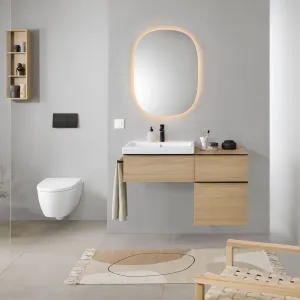 Geberit Option 750 mm Round Illuminated Wall Mounted Mirror With Direct and Indirect Lighting