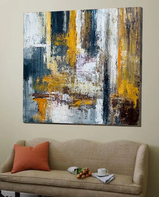 Giant Wall Painting Modern Yellow Brown Abstract Painting Bp040