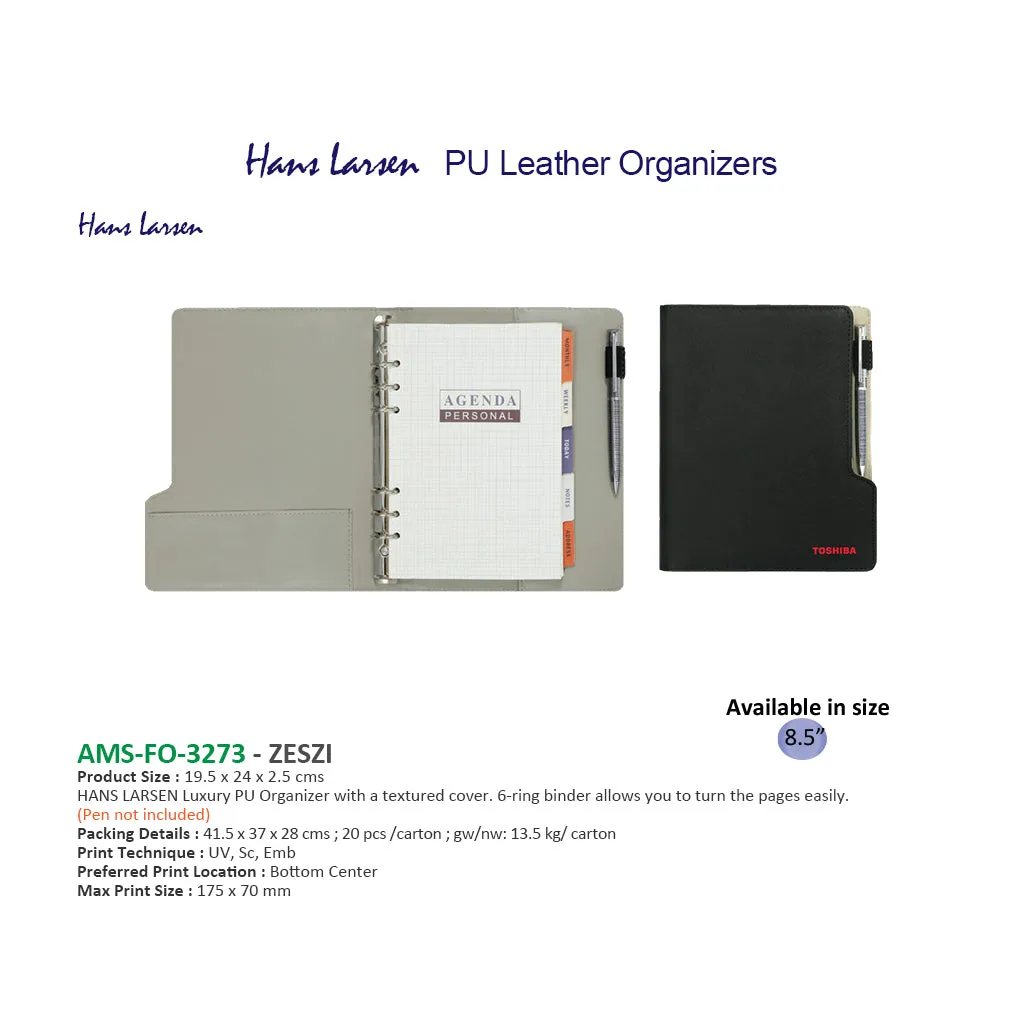 Hans Larsen AMS-FO 3273 - ZESZI - PU Leather Organizers - 8.5 inch