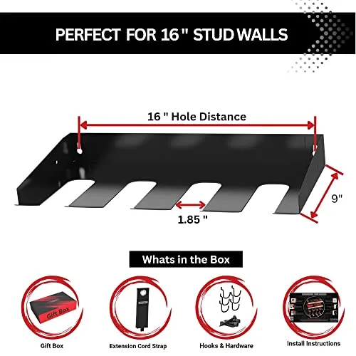 Heavy Duty Power Tool Organizer Wall Mount Rack 150lb Capacity Garage Shed