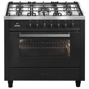 ILVE V09CWMP/MG 90CM Freestanding Cooker Black Electric Oven 5 Gas Burners