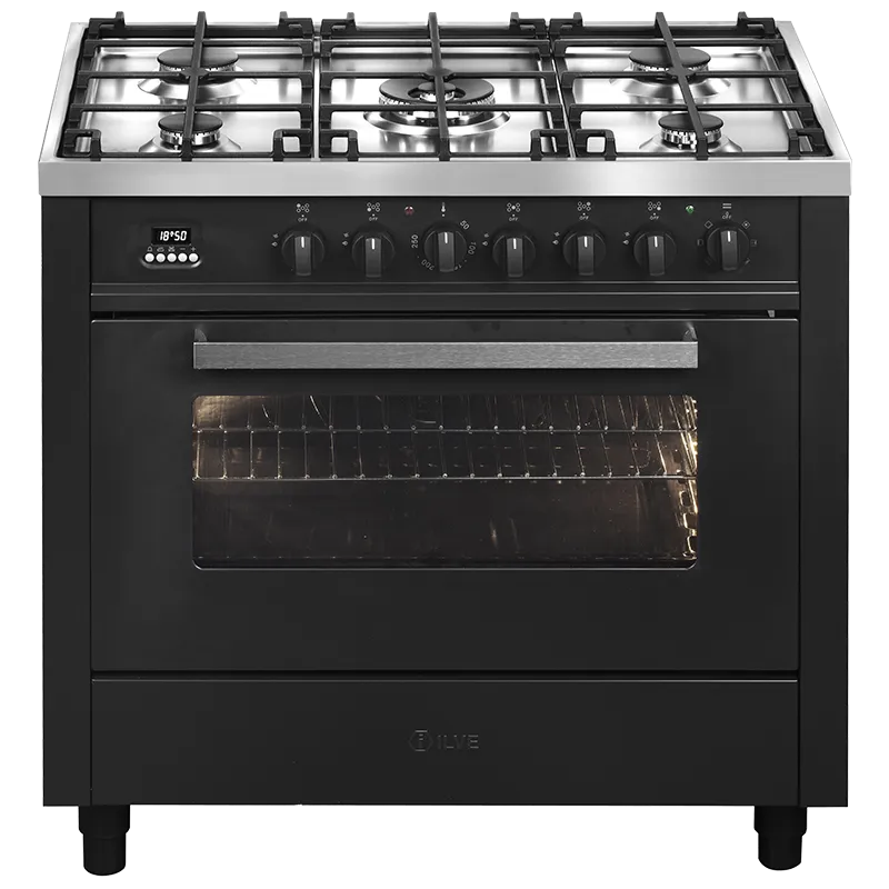 ILVE V09CWMP/MG 90CM Freestanding Cooker Black Electric Oven 5 Gas Burners