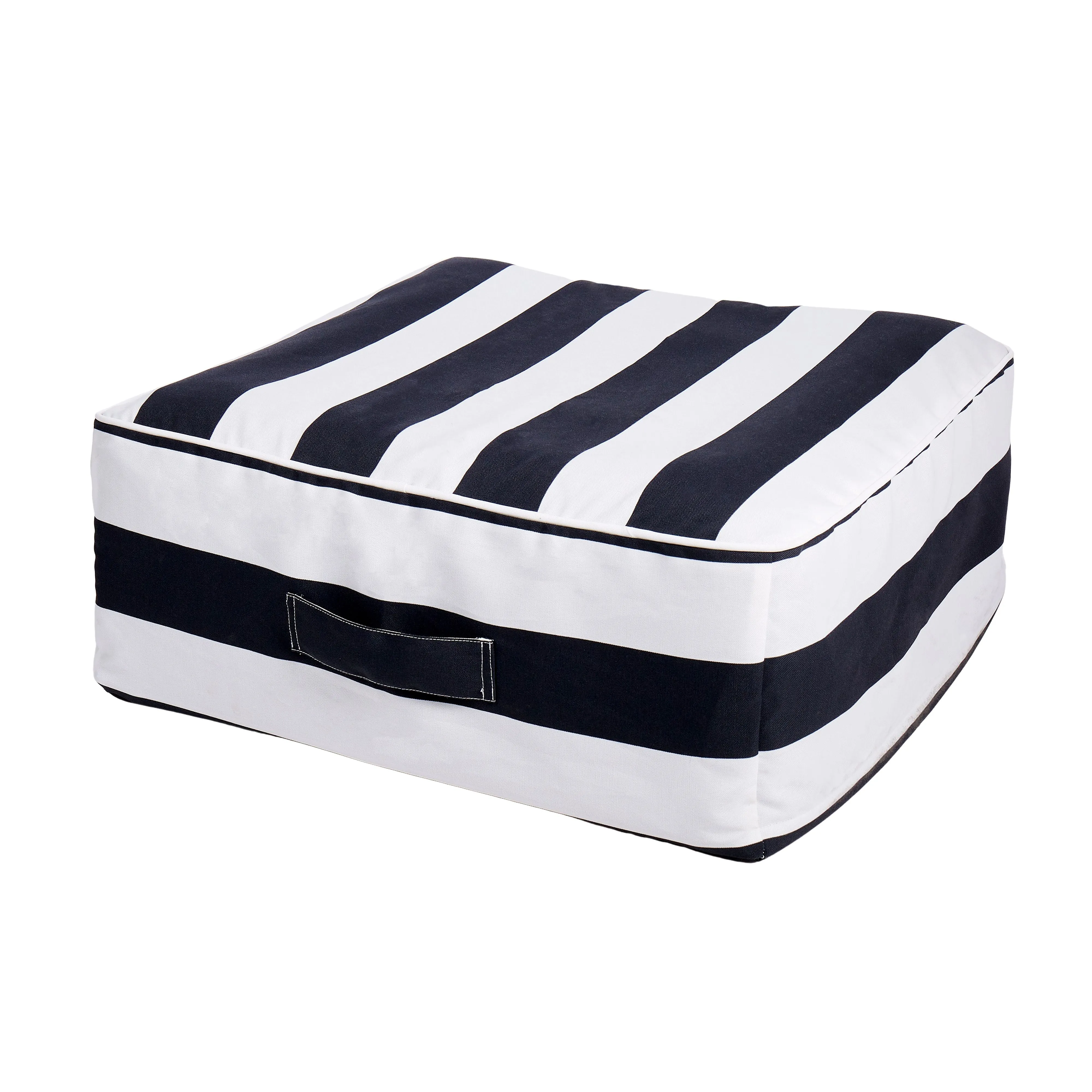 Inflatable Stripe Outdoor Ottoman - Black/White