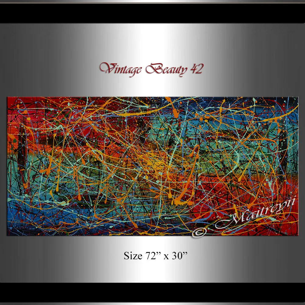 Jackson Pollock Style | Abstract artwork large oil painting on canvas modern wall art - Vintage Beauty 42