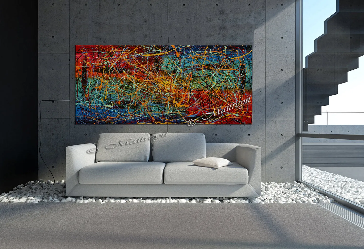 Jackson Pollock Style | Abstract artwork large oil painting on canvas modern wall art - Vintage Beauty 42