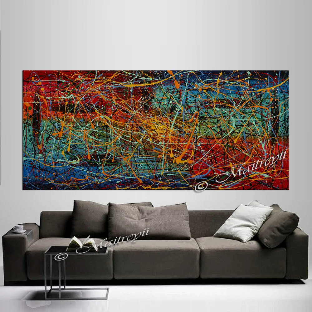 Jackson Pollock Style | Abstract artwork large oil painting on canvas modern wall art - Vintage Beauty 42