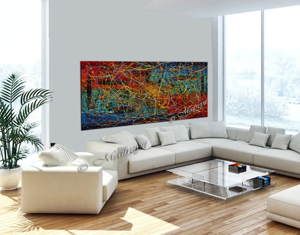 Jackson Pollock Style | Abstract artwork large oil painting on canvas modern wall art - Vintage Beauty 42