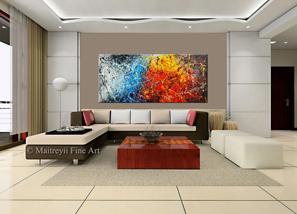 Jackson Pollock Style artwork for sale large Oil Painting on Canvas Modern paintings - Vintage Beauty 133