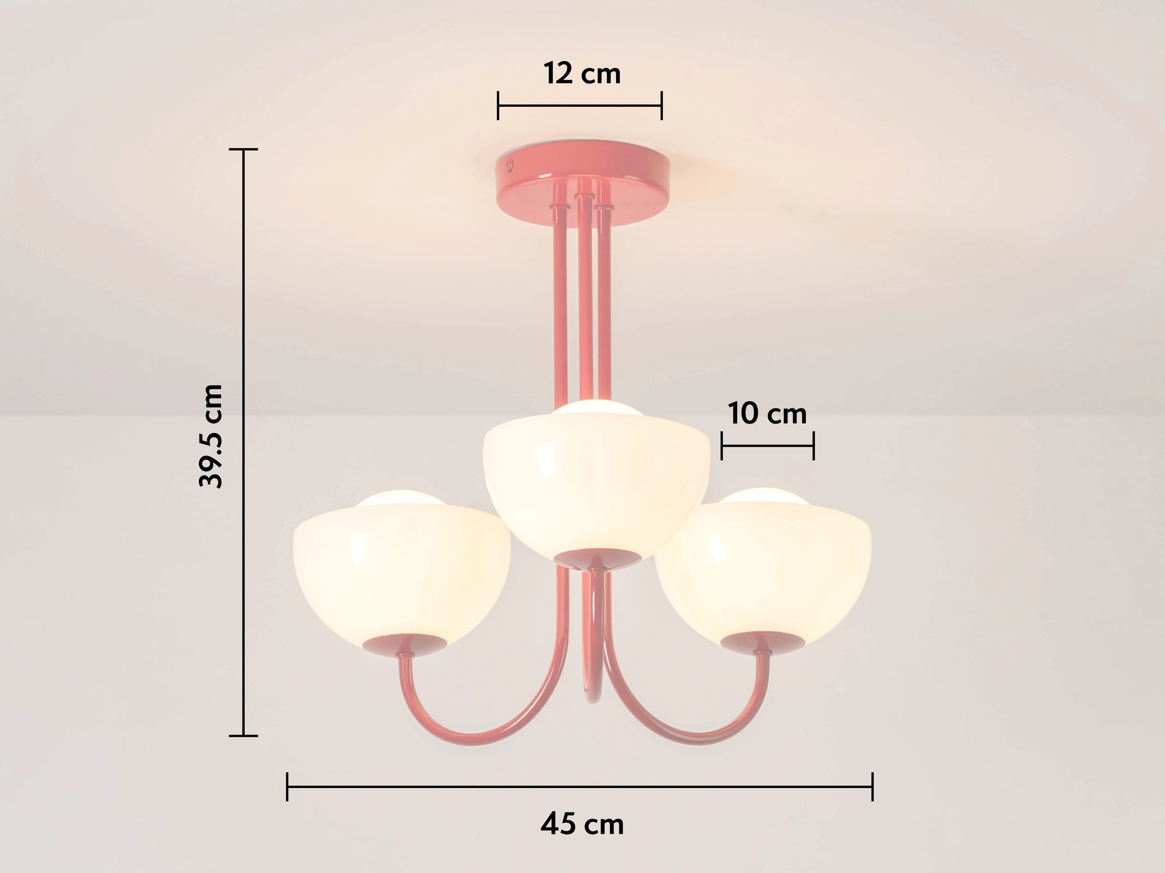 Jam red 3 light dome ceiling light