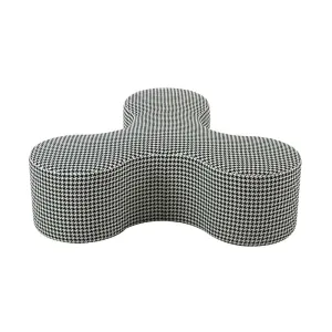 Large Black & White Houndstooth Georgia Ottoman - Modern Chic