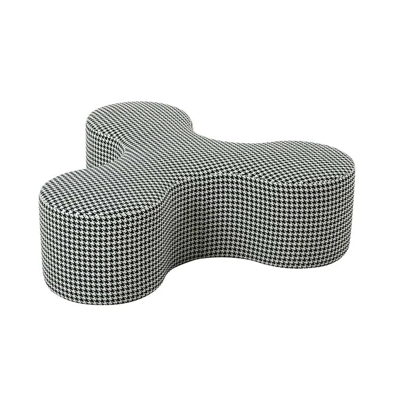 Large Black & White Houndstooth Georgia Ottoman - Modern Chic