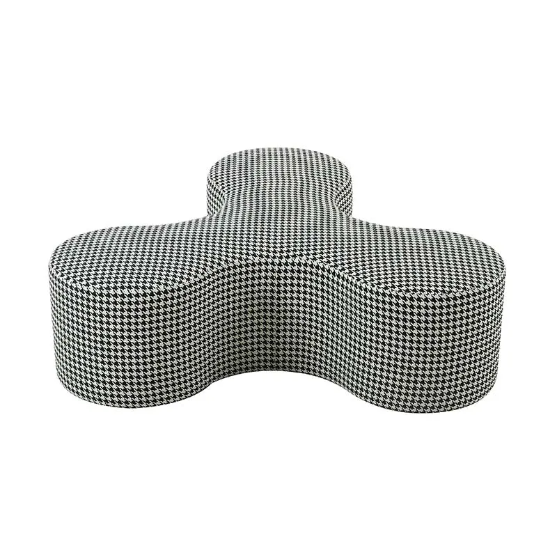 Large Black & White Houndstooth Georgia Ottoman - Modern Chic